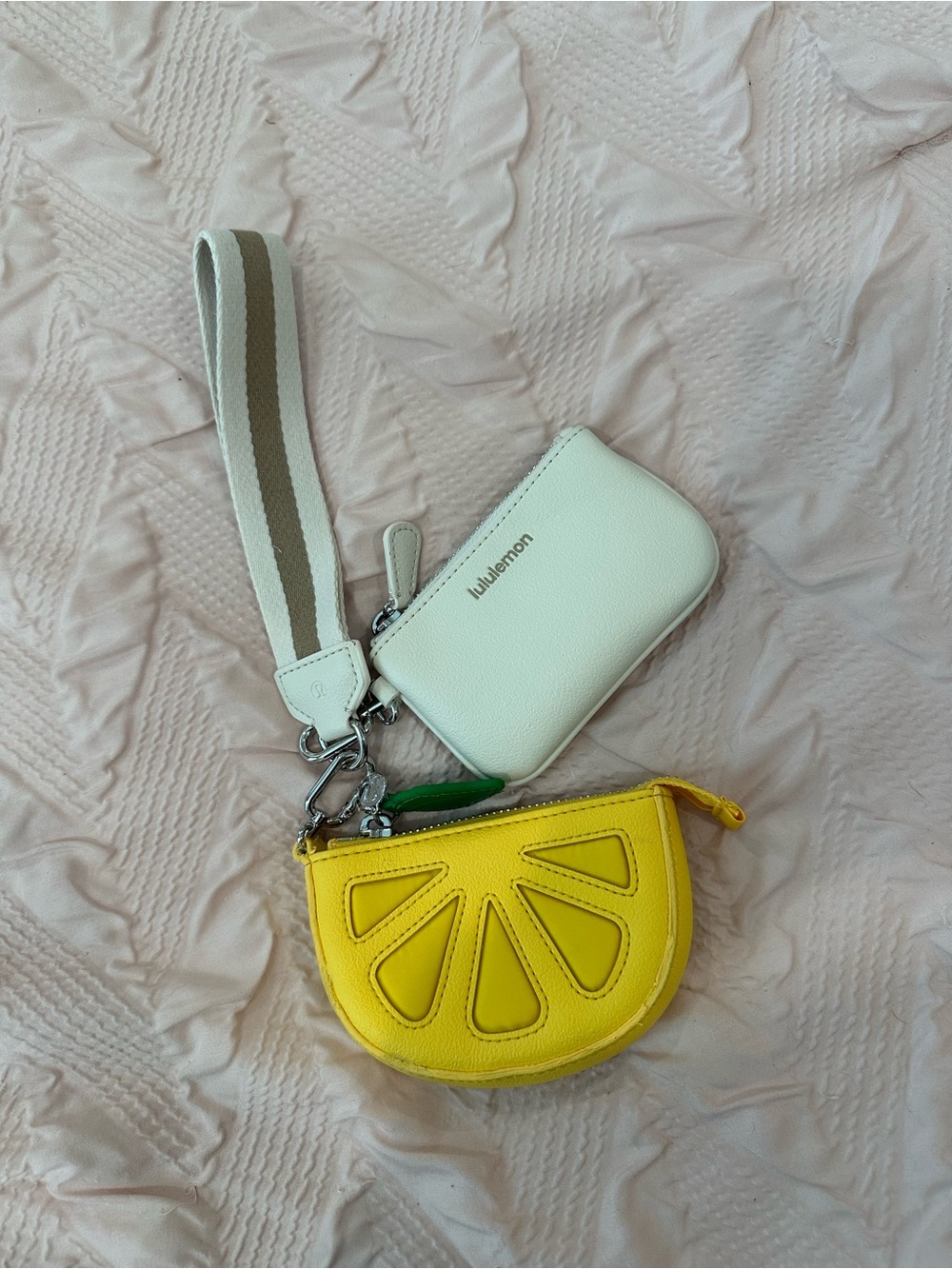 lululemon athletica White Wristlet with Yellow Lemon Coin Purse
